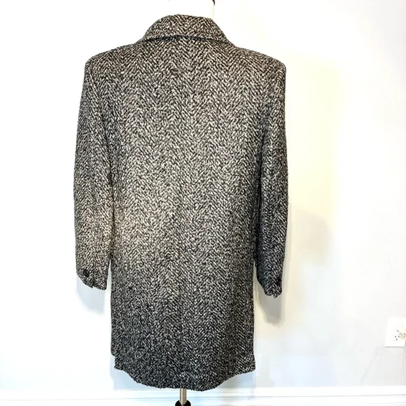 Italian Black and Gray Wool Women's Pea Coat, Size L - Picture 4 of 10